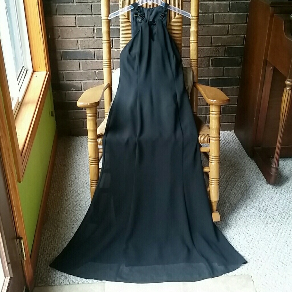 Scott Mc Clintock, late 90's/Y2K black mermaid, jeweled gown, size 6